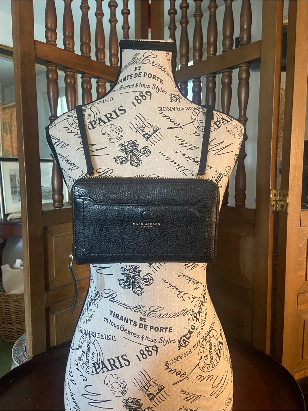 Marc Jacobs Black Pebbled Leather Crossbody Wallet Bag